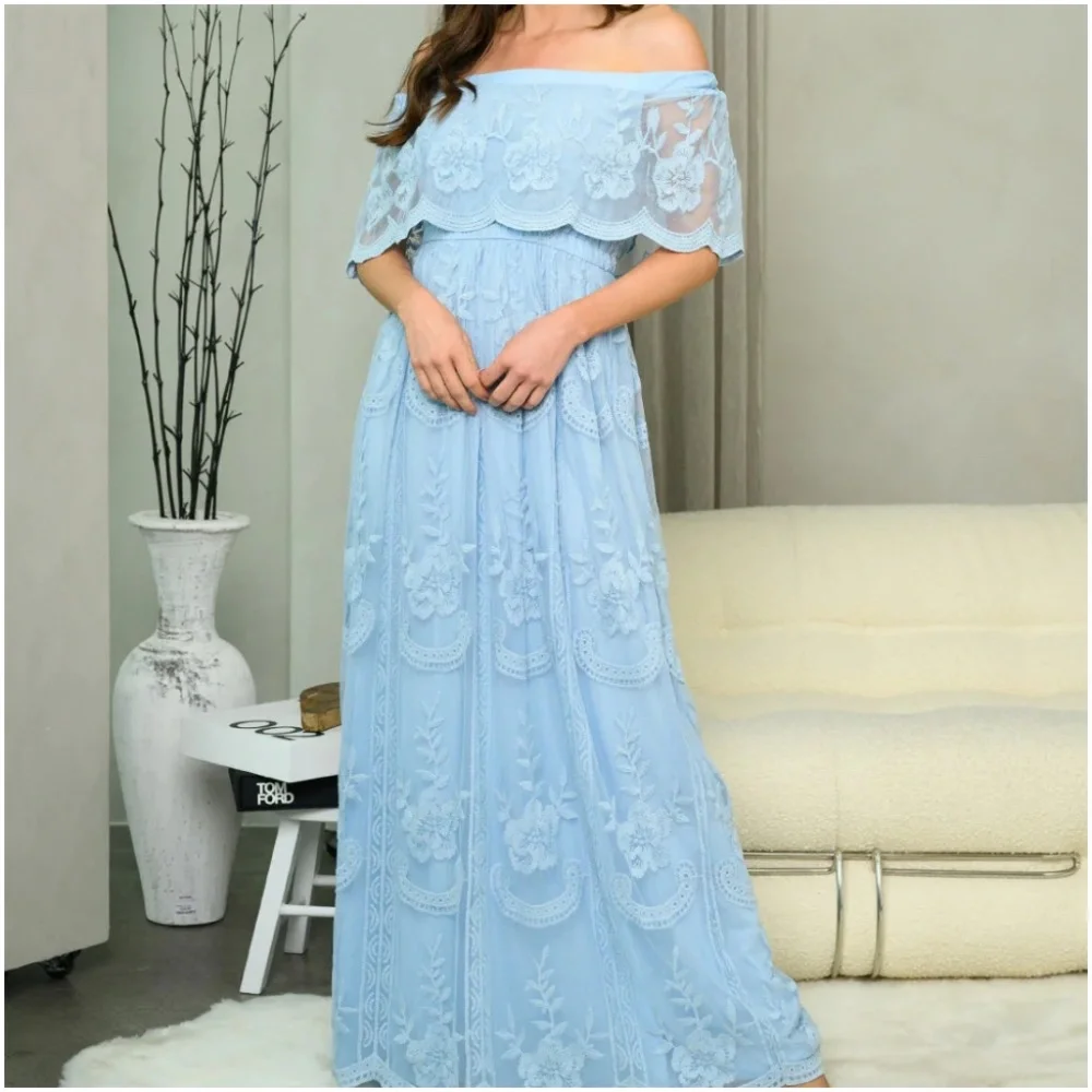 OFF SHOULDER ALL OVER LACE MAXI DRESS - Picture 3 of 4